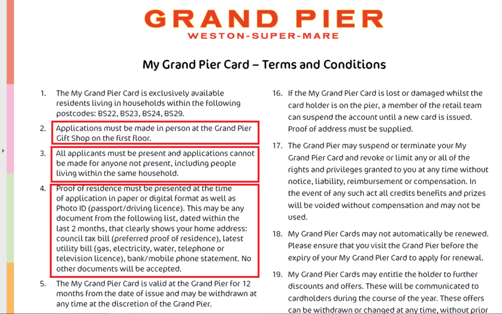 Weston super Mare Grand Pier Resident's Pass Application Privancy Concerns 10_2020_ 999